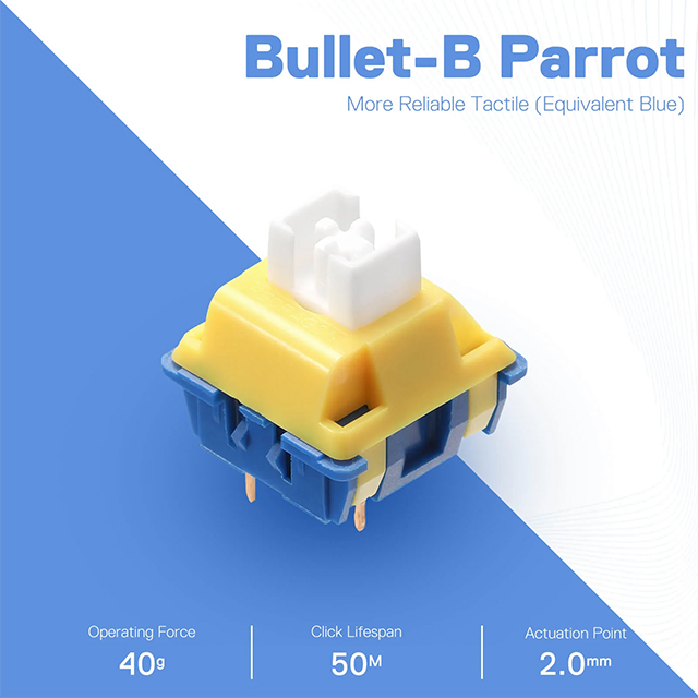Switches Mecanicos Redragon Bullet-B Parrot A113B, More Reliable Tactile (Equivalent Blue), 24 Pcs