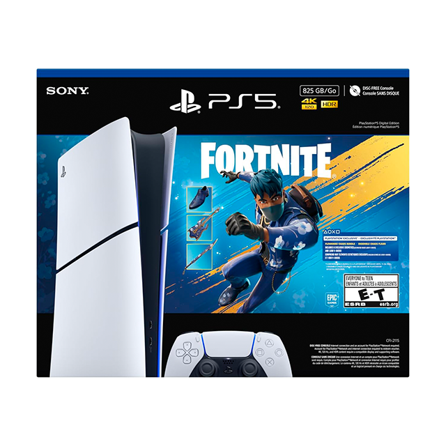 Consola PlayStation 5 Slim Digital Edition, 825GB SSD, Fortnite Flowering Chaos Bundle, 4K 120Hz, Blanco – 1000049928