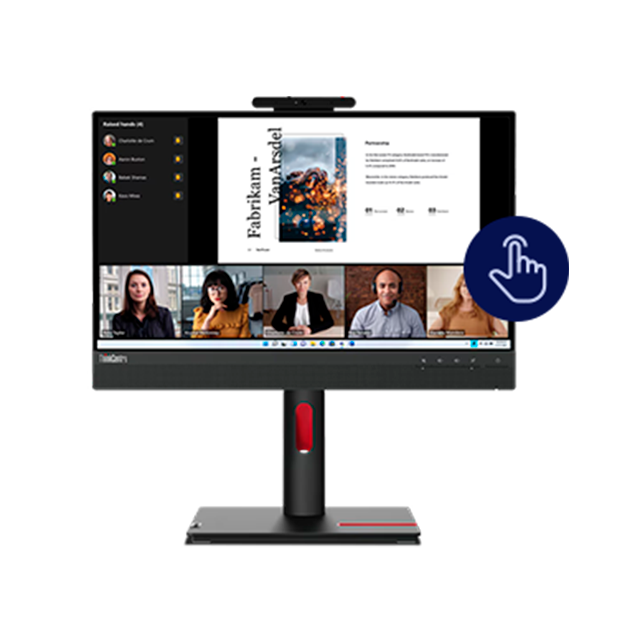 Monitor Lenovo ThinkCentre TIO22 G5 Touch, 21.5", Full HD (1920x1080), IPS, 60Hz, HDMI, DP, USB, Cámara, Micrófono, Bocinas – 12N9GAR1LA