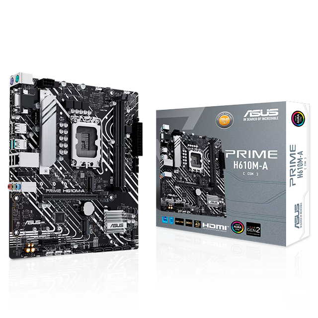 Tarjeta Madre ASUS PRIME H610M-A-CSM, DDR5, Micro-ATX, LGA 1700, HDMI/DP, PCIe 4.0, SATA/M.2 - PRIME H610M-A-CSM