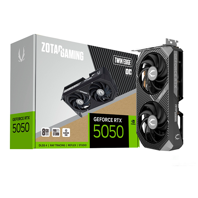 Tarjeta de Video ZOTAC GAMING GeForce RTX 5050 8GB Twin Edge OC, GDDR6, 128-bit, PCIe 5.0, HDMI/DP – ZT-B50500H-10M