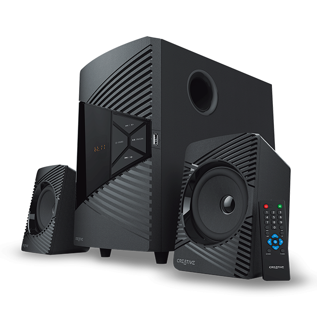 Bocinas Creative SBS E2500, 2.1 Canales, 60W Pico, Bluetooth 5.0, USB, Entrada Auxiliar, Radio FM, con Control Remoto - 51MF0485AA001