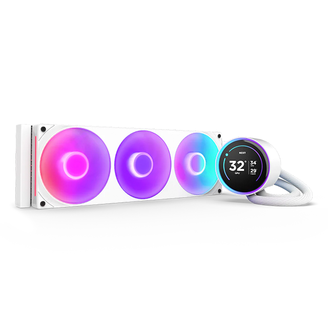 Enfriamiento Líquido NZXT Kraken Elite 360 RGB, 360 mm, Pantalla LCD, Blanco, Compatible Intel/AMD – RL-KR36E-W2