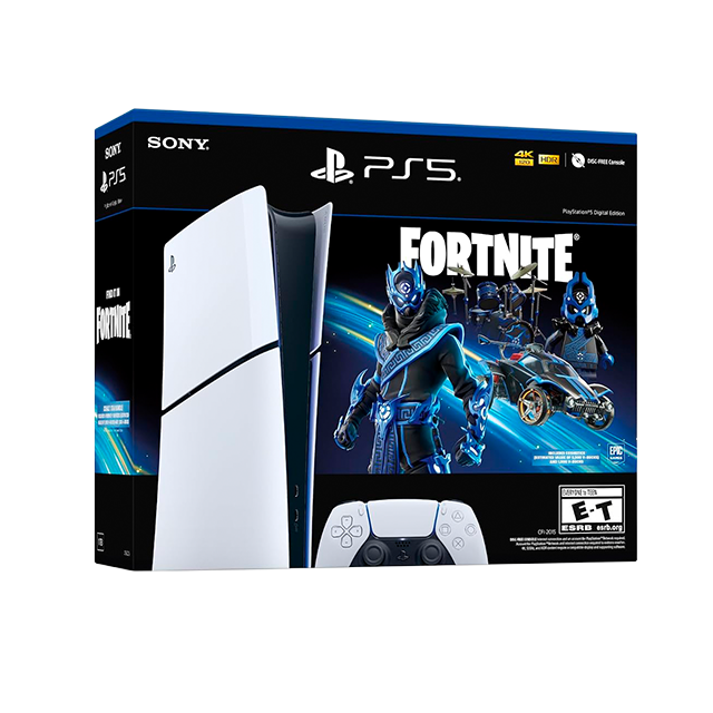Consola PlayStation 5 Slim Digital Edition, 1TB SSD, Fortnite Cobalt Star Bundle, 4K 120Hz, HDR – 1000045142