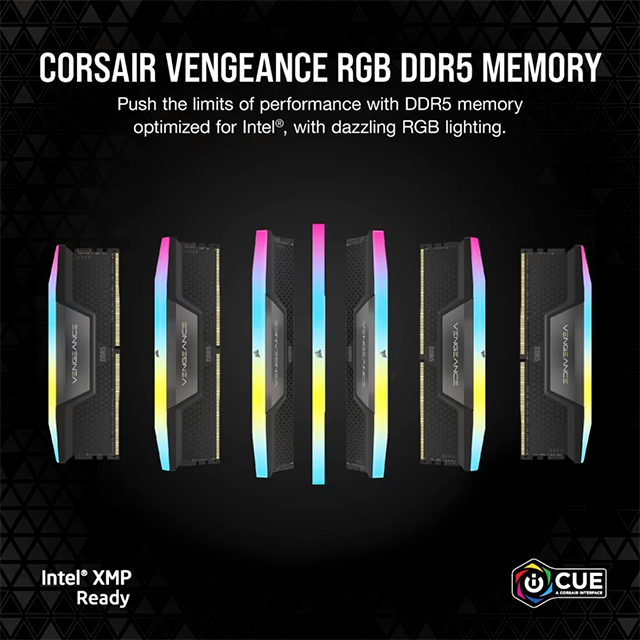 Memoria RAM Corsair Vengeance RGB, 48GB (2x24GB), DDR5, 7000MHz, CL40, XMP 3.0, RGB, Negro – CMH48GX5M2B7000C40