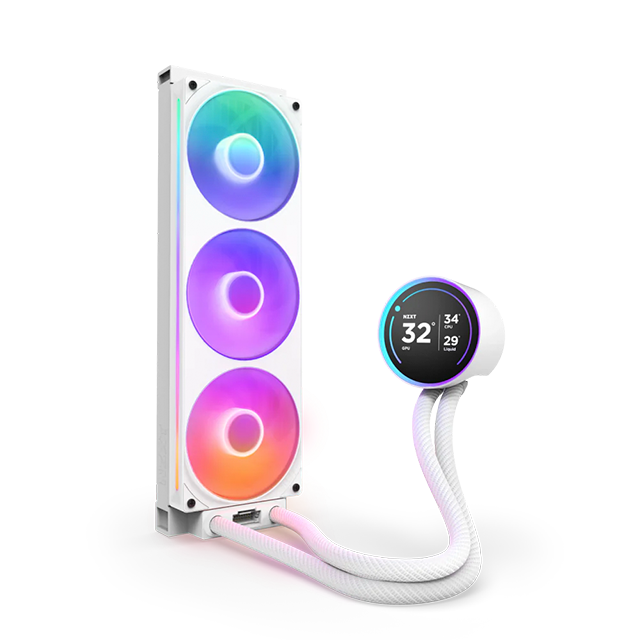 Enfriamiento Líquido NZXT Kraken Elite 360 RGB, 360 mm, Pantalla LCD, Blanco, Compatible Intel/AMD – RL-KR36E-W2