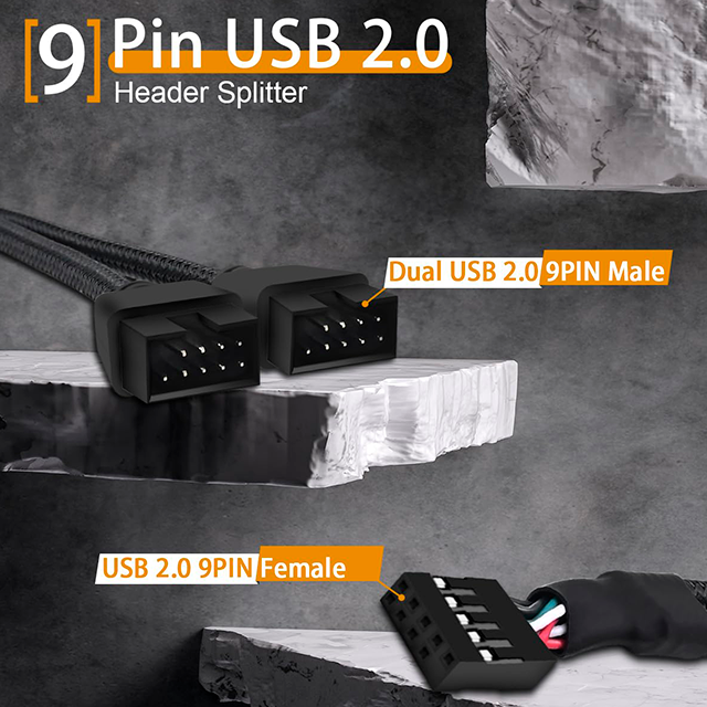 Cable Divisor USB 2.0 Interno de 9 Pines COMeap, 1x a 2x Headers