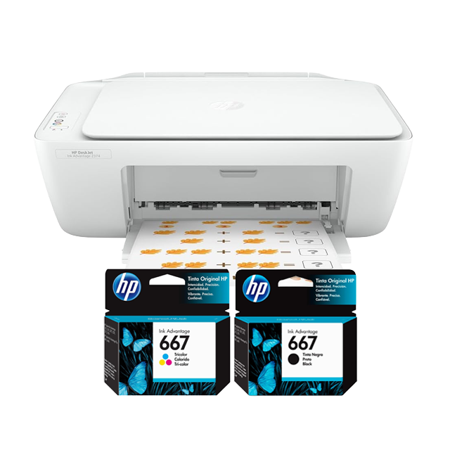Impresora Multifuncional HP DeskJet Ink Advantage 2374, Inyección de Tinta a Color, Print/Copy/Scan, USB, 4800 x 1200 dpi, 7.5 ppm, Bandeja 60 Hojas – 7WQ03A
