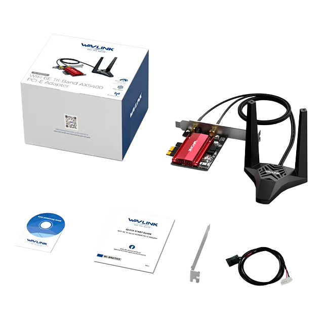 Tarjeta de Red Wavlink AX3000, PCIe, Wi-Fi 6E + Bluetooth 5.2, Triple Banda, 3000 Mbps, Antena Externa - WL-WN675X2