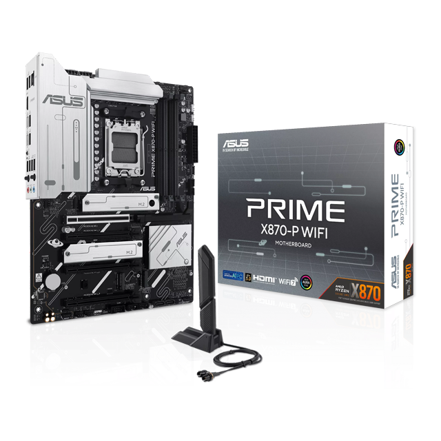 Tarjeta Madre ASUS Prime X870-P WIFI, AMD AM5, DDR5, ATX, PCIe 5.0, Wi-Fi 7, Bluetooth, 2.5Gb Ethernet, USB 40Gbps – PRIME X870-P WIFI