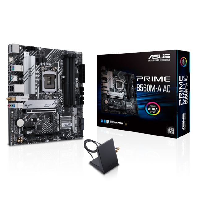 Tarjeta Madre Asus Prime B560M-A AC, 10-11 Gen Intel, LGA1200, Micro-ATX, DDR4 5000Mhz, M.2, Wi-Fi, Bluetooth 5.0, Aura Sync
