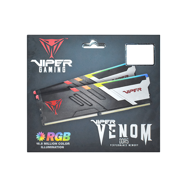 Memoria RAM Patriot Viper Venom RGB, 32GB (2x16GB), DDR5, 5600MHz, CL36, RGB, Negro/Rojo - PVVR532G560C36K