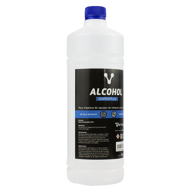 Alcohol Isopropílico Vorago CLN-108 | 1 litro | Elimina polvo y residuos | Rápida evaporación