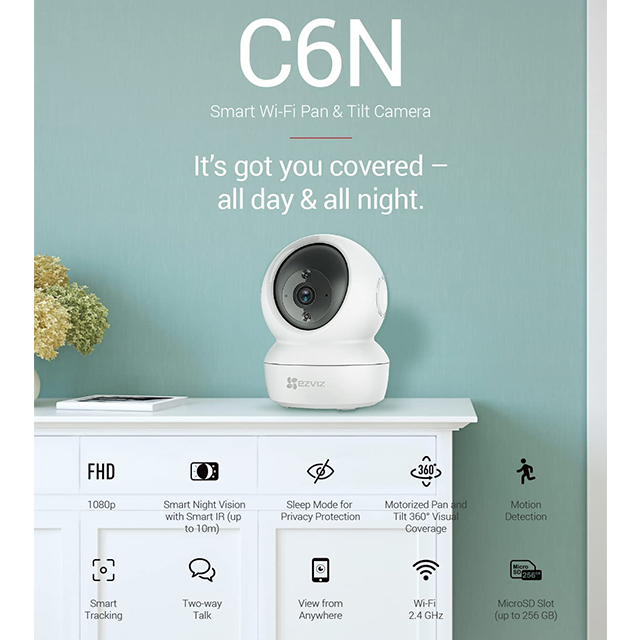 Camara Wi-Fi de seguridad para el hogar EZVIZ C6N | Full HD | Detección de movimiento | Vision Nocturna - EZC6N1C2