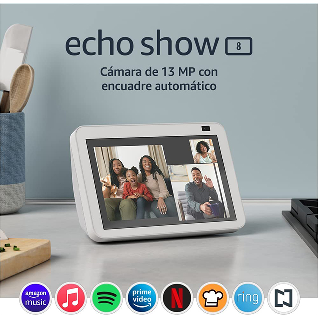 Echo Show 8 (1ª generación, versión 2019) -- Pantalla inteligente HD con  Alexa - Almacenamiento ilimitado de fotos en la nube - Pantalla de fotos