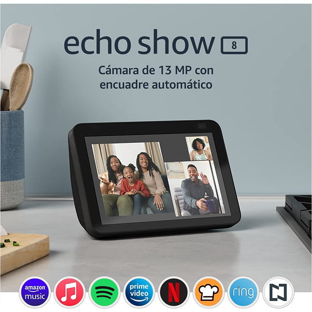 Amazon Echo Show 8 2da Gen | Pantalla Inteligente HD con Alexa | Camara 13 MP | Negro
