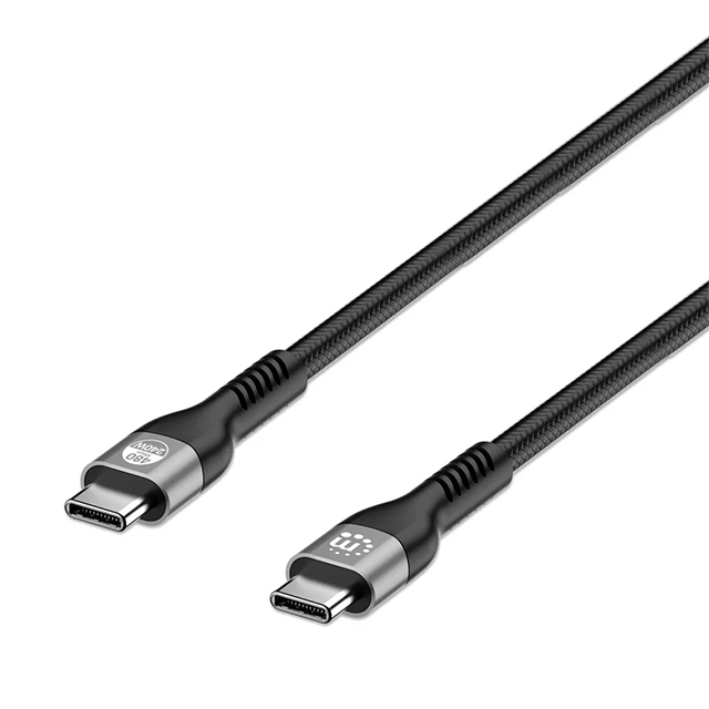 Cable USB-C Manhattan, 2 m, USB 2.0, 240 W, PD 3.1, EPR, Negro - 356367