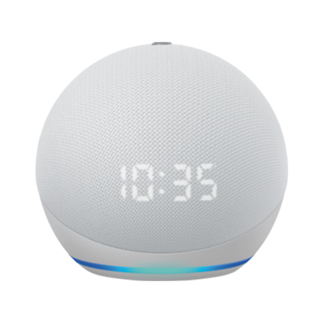 Amazon Echo Dot | Bocina Inteligente con reloj y Alexa | Blanca | 4Gen