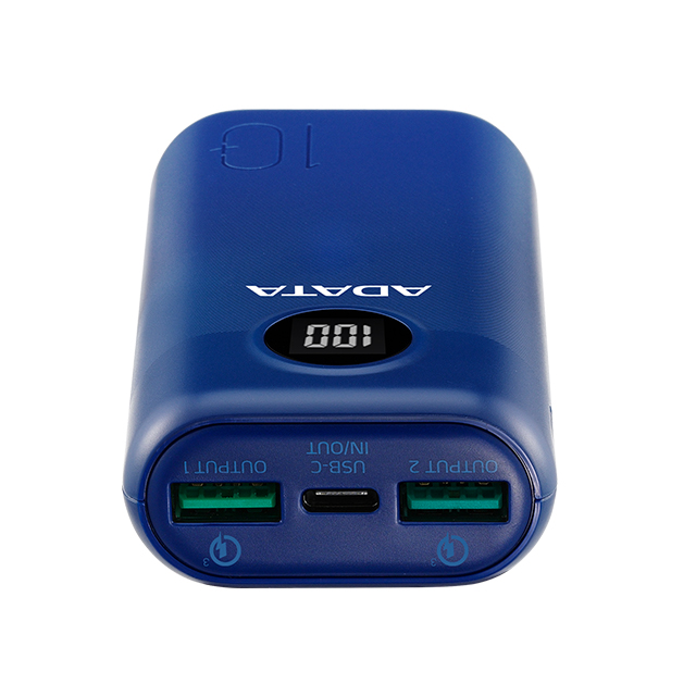 Power Bank Adata P10000QCD Azul | 10000 mAh | Carga rapida | Hasta 3 dispositivos a la vez - AP10000QCD-DGT-CDB 