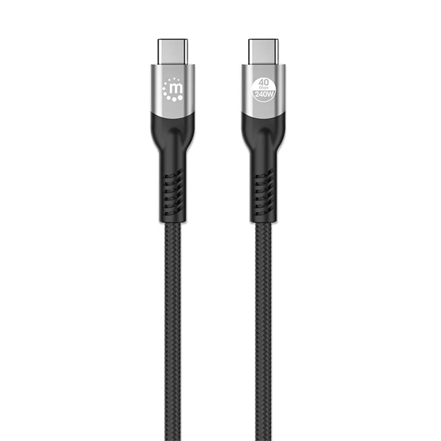 Cable USB-C Manhattan, 1 m, USB4 / Thunderbolt 4, 240 W, 8K@60Hz, 40 Gbps, Negro - 356374