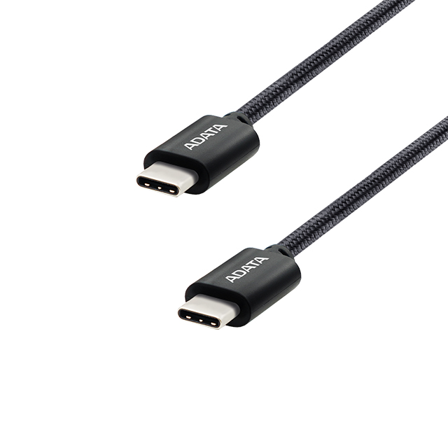 Cable ADATA USB-C a USB-C, Negro, 2 Metros, 100W, Nylon Trenzado, USB 2.0 - CACC-200PN-BK