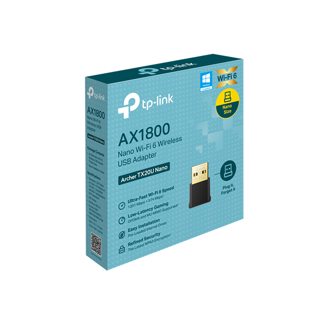 Tarjeta de Red USB Nano Doble Banda Inalámbrica AX1800 TP-Link Archer TX20U Nano | Wi-Fi 6 | 2.4GHz | 5.0GHz - AC-12237