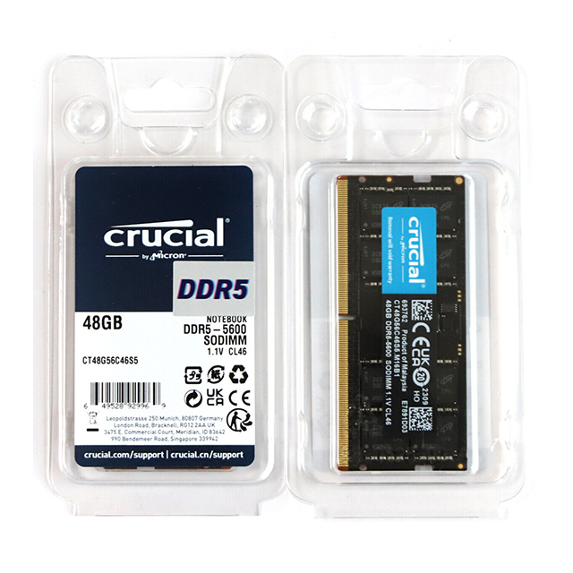 Memoria RAM Crucial 48GB DDR5-5600 SODIMM, 262-pin, CL46, 1.1V - CT48G56C46S5