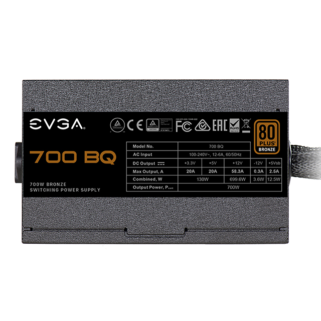 Fuente de Poder EVGA 700 BQ, 80 Plus Bronze 700W, Semi Modular - 110-BQ-0700-V1