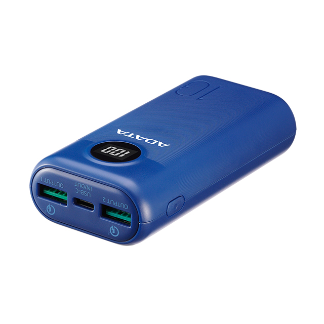 Power Bank Adata P10000QCD Azul | 10000 mAh | Carga rapida | Hasta 3 dispositivos a la vez - AP10000QCD-DGT-CDB 