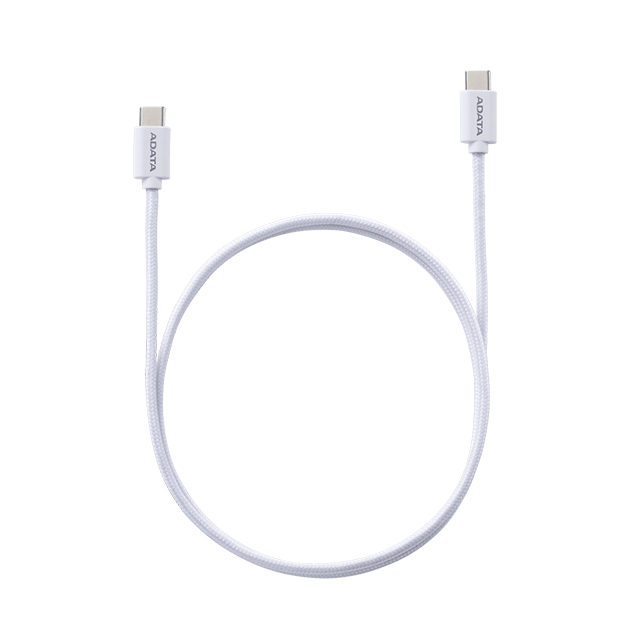 Cable ADATA USB-C a USB-C, Blanco, 2 Metros, 100W, Nylon Trenzado, USB 2.0 - CACC-200PN-WH