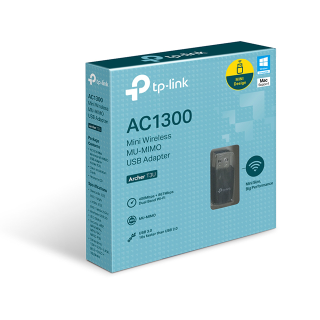 Tarjeta de Red USB Mini Doble Banda Inalámbrica AC1300 TP-Link Archer T3U | 2.4Ghz | 5.0Ghz