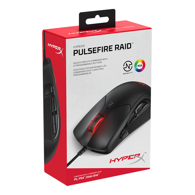 Mouse HyperX Pulsefire Raid RGB, Alámbrico, 11 Botones, 16,000 DPI, HX-MC005B