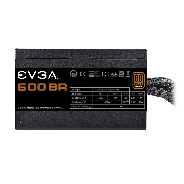 Fuente de Poder EVGA 600 BR, 80 Plus Bronze 600W - 100-BR-0600-K1