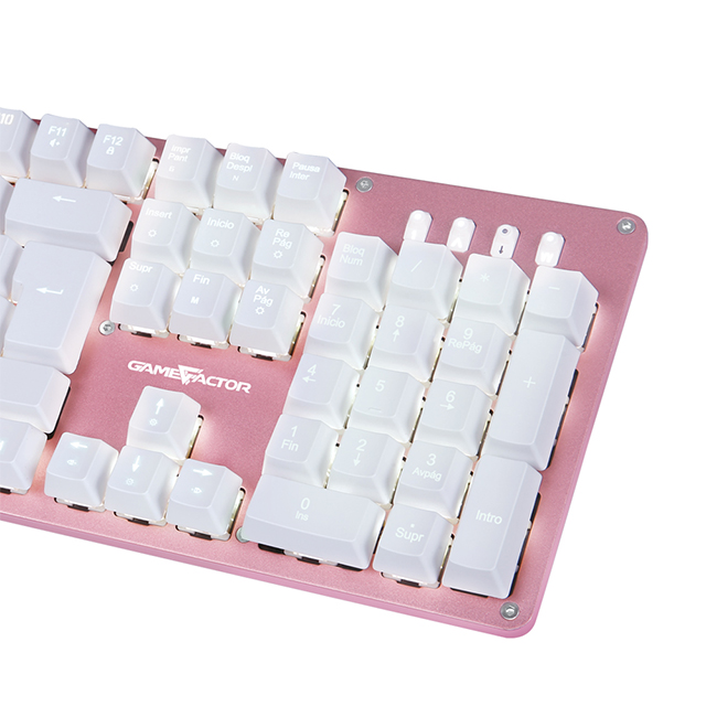 Teclado Mecanico GameFactor KBG400, Retroiluminado, Switch Red, USB, Rosa - KBG400-PK-RD