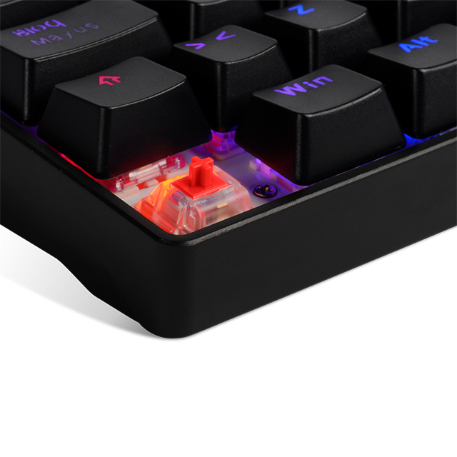 Teclado Gamer Mecanico 60% GameFactor KBG560-RD | Switches Gateron Red | USB C | RGB | Keycaps Intercambiables