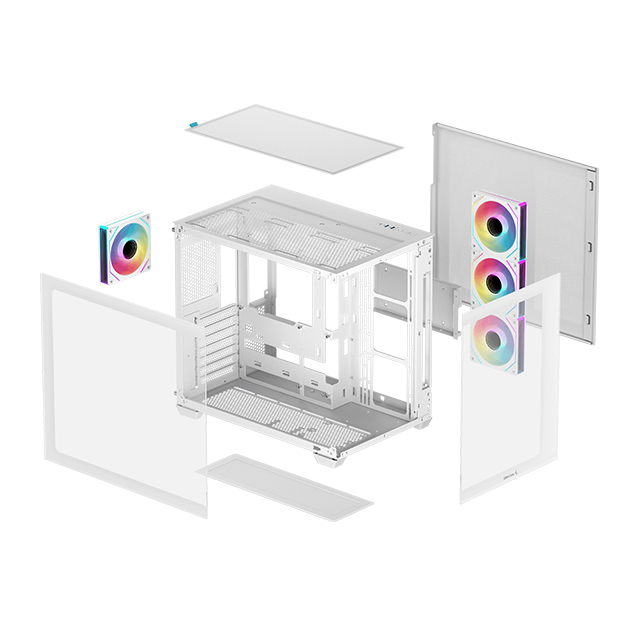 Gabinete DeepCool CG530 4F WH, Blanco, 4 Ventiladores ARGB, Cristal Templado, ATX, Doble Cámara - R-CG530-WHADA4-G-1