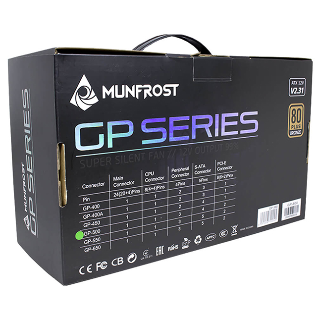 Fuente de Poder Munfrost Power Box GP-500, 500w 80 Plus Bronze