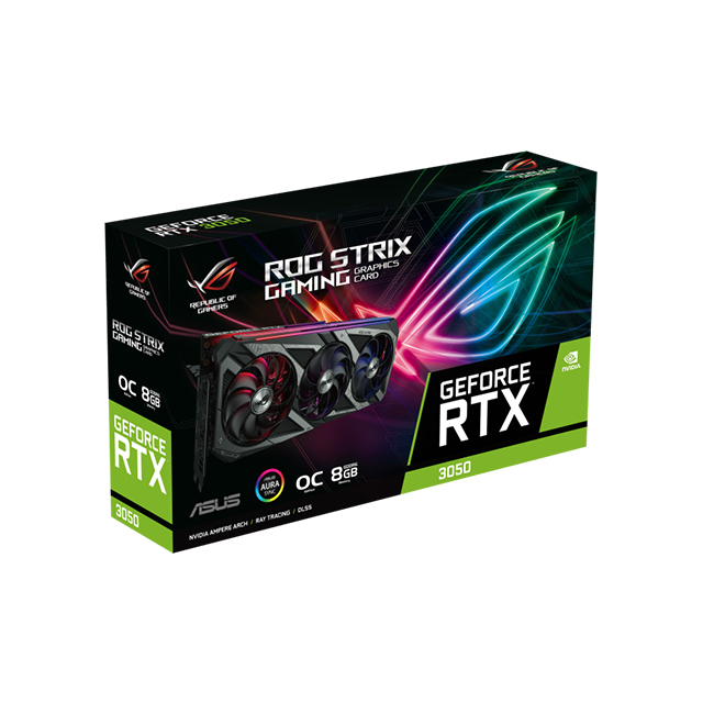 Tarjeta de video Nvidia Asus ROG Strix GeForce RTX 3050 OC Edition 8GB GDDR6, Aura Sync - ROG‑STRIX‑RTX3050‑O8G‑GAMING