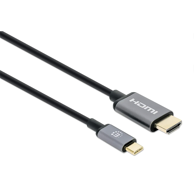 Cable USB-C a HDMI 4K, Modo DP Alt, 4K@60Hz, Longitud 2 m, Negro/Plata – Manhattan - 153607