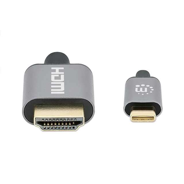 Cable USB-C a HDMI 4K, Modo DP Alt, 4K@60Hz, Longitud 2 m, Negro/Plata – Manhattan - 153607