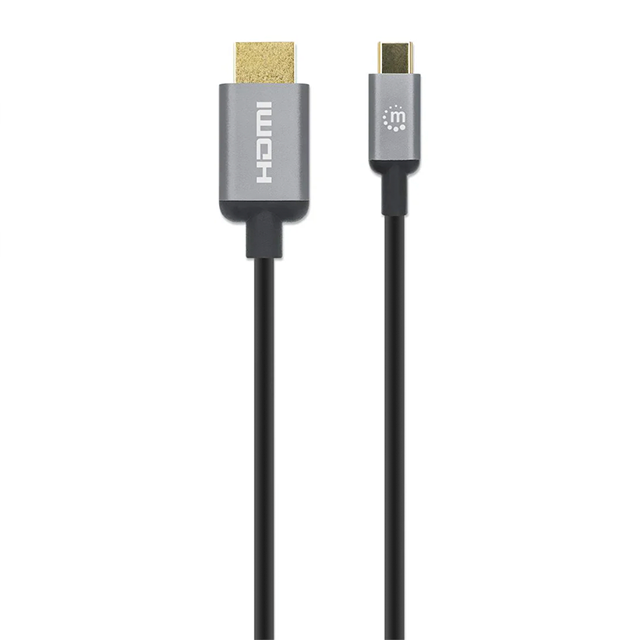 Cable USB-C a HDMI 4K, Modo DP Alt, 4K@60Hz, Longitud 2 m, Negro/Plata – Manhattan - 153607