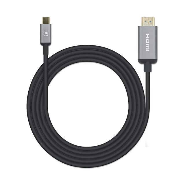 Cable USB-C a HDMI 4K, Modo DP Alt, 4K@60Hz, Longitud 2 m, Negro/Plata – Manhattan - 153607