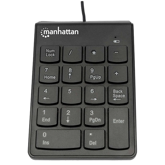 Teclado Numérico Manhattan, Alámbrico, USB, Negro - 176354