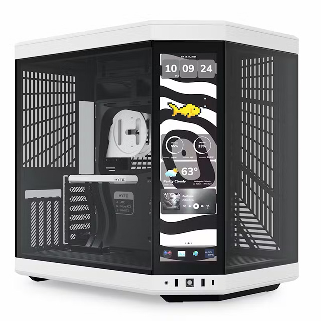 Gabinete Hyte Y70, Pantalla Touchscreen 4k/60Hz, Midtower, E-ATX, Blanco con Negro - CS-HYTE-Y70-BW-L