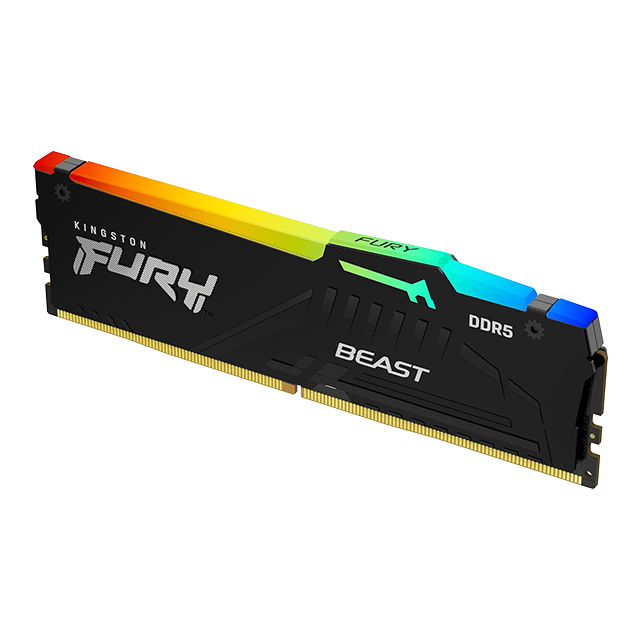 Memoria RAM Kingston Fury Beast 16 GB, DDR5, 5200 MT/s XMP, RGB, CL40 – KF552C40BBA-16