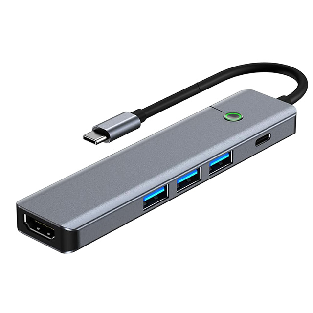 Hub WTDD USB C 5 en 1, Adaptador Multipuerto USB C con 3 Puertos USB 3.0, HDMI, Compatible con MacBook Pro, XPS y Más Dispositivos - X00467M6HT