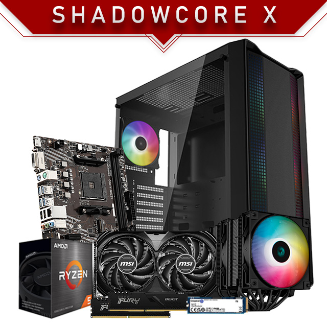 PC Gamer ShadowCore X | AMD Ryzen 5 5600X | Nvidia RTX 4060 8GB | RAM 16GB DDR4 3200Mhz | 500GB NVMe M.2 | 4 Ventiladores RGB