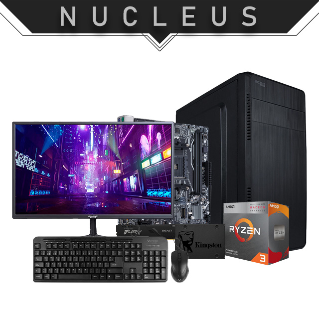 PC Gamer Nucleus | AMD Ryzen 3 3200G | 8GB 3200Mhz | SSD 480GB | Monitor | Teclado y Mouse