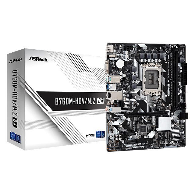 Tarjeta Madre ASRock B760M-HDV/M.2, 12th, 13th & 14th Gen Intel, Micro-ATX, LGA 1700, DDR4 5333Mhz, 1x M.2, PCIe 4.0