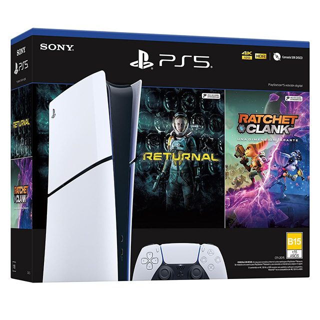 Consola Playstation 5 Slim + Pack con 2 juegos, Digital Edition, PS5 Slim, 1TB 